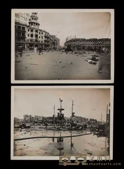 1937年上海大世界惨案照片一组五张 